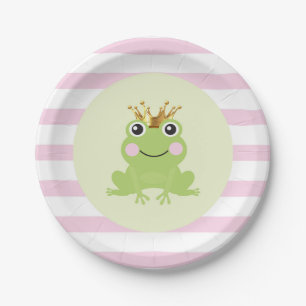 Roze sprookjesboek sprookje kikkerprins babyshower papieren bordje