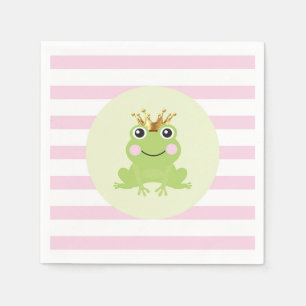 Roze sprookjesboek sprookje kikkerprins babyshower servet