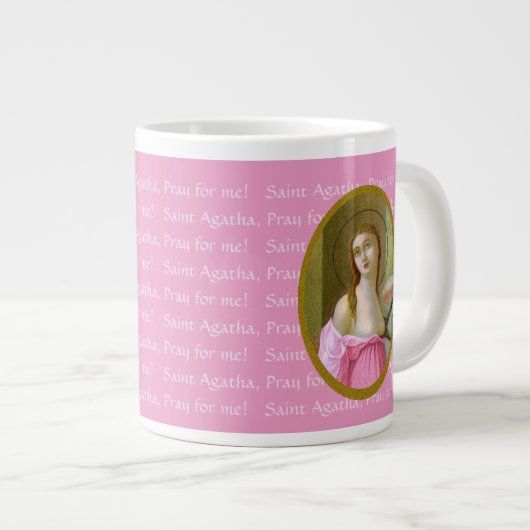 Roze St. Agatha (M 003) 20 oz. Mok Jumbo Coffee (Voorkant rechts)