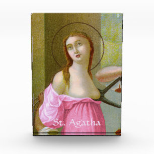 Roze St. Agatha (M 003) Papergewicht of Fotoblokken