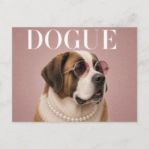Roze St Bernard-hond Covergirl Briefkaart