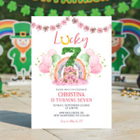 Roze St. Patrick Lucky Seven verjaardagsuitnodigin