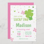 Roze St. Patrick's Day Birthday Uitnodiging (Voorkant / Achterkant)