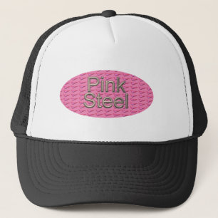 Roze Staal ovale zwarte trucker hoed Pet