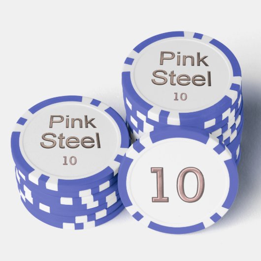 Roze Staal wit blauw 10 gestreepte poker chip (Opstapeling)