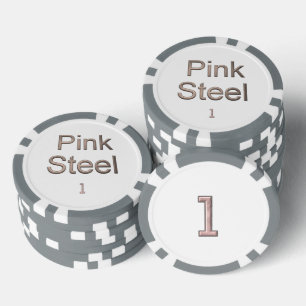 Roze Staal wit grijs 1 gestreepte poker chip