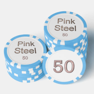 Roze Staal wit licht blauw 50 gestreepte poker chi Chips