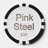 Roze Staal wit zwart 100 gestreepte poker chip (Voorkant)