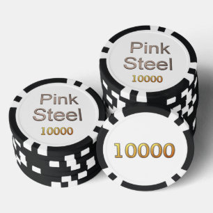 Roze Staal wit zwart goud 10K gestreepte poker chi Chips