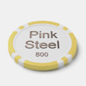 Roze Staal witte gele 500 gestreepte pookspaander Poker Chips (Enkel)