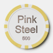 Roze Staal witte gele 500 gestreepte pookspaander Poker Chips (Voorkant)