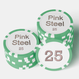 Roze Staal witte groene 25 gestreepte pookspaander Poker Chips