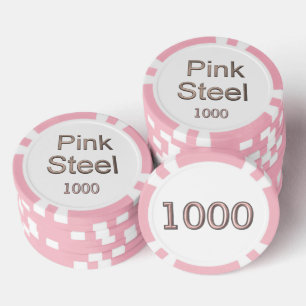 Roze Staal witte roze 1000 gestreepte pookspaander Poker Chips