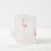 Roze staande flamingo matglas koffiemok (Voorkant links)