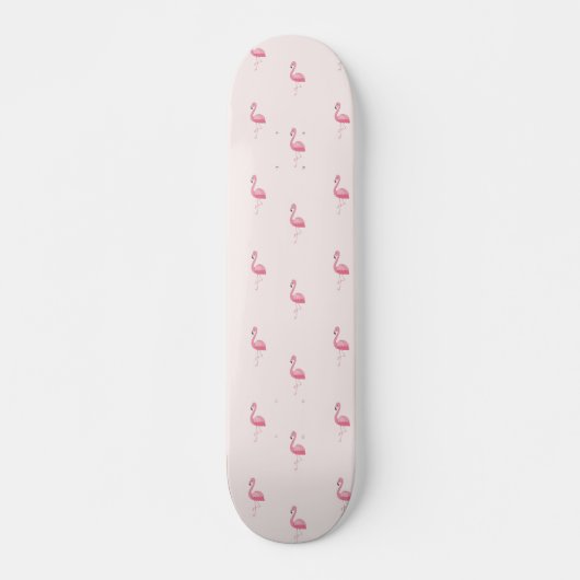 Roze staande flamingo skateboard (Voorkant)