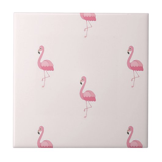 Roze staande flamingo tegeltje (Voorkant)