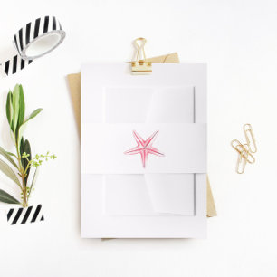 Roze staarten, buikband, strand bruiloft uitnodigingen wikkel