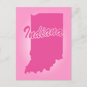 Roze Staat Indiana Ansichtkaart Briefkaart