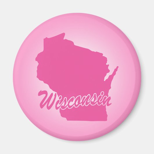 Roze staat Wisconsin Magnet Magneet (Voorkant)