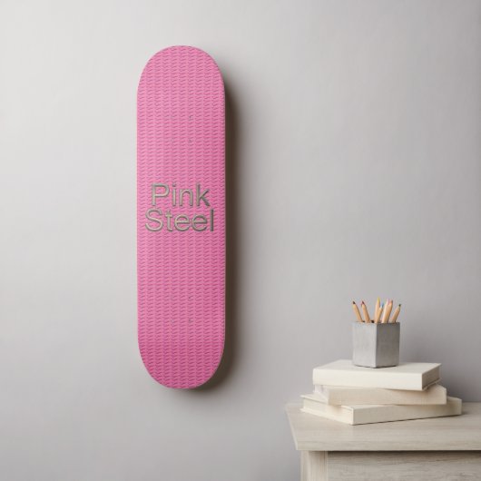 Roze stalen skateboard (Muurkunst)