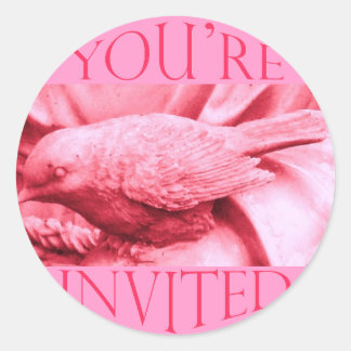Roze standbeeld vogel ronde sticker