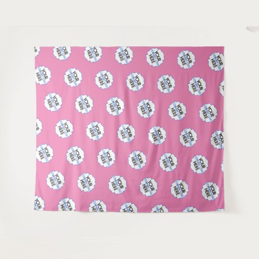 Roze Stap en Herhaal Achtergrond Bedrijfs Logo Wandkleed (Voorkant (horizontaal))