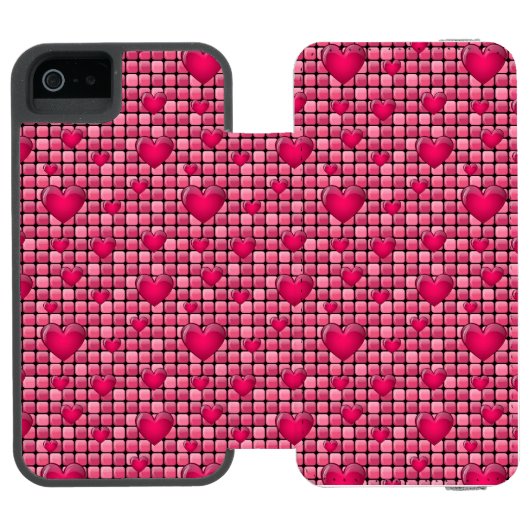 Roze stapel met hart incipio iPhone portemonnee hoesje (Agenda Open)
