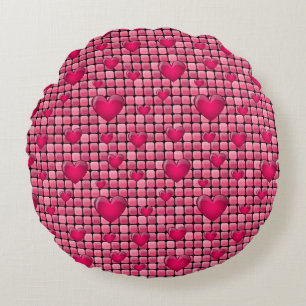 Roze stapel met hart rond kussen