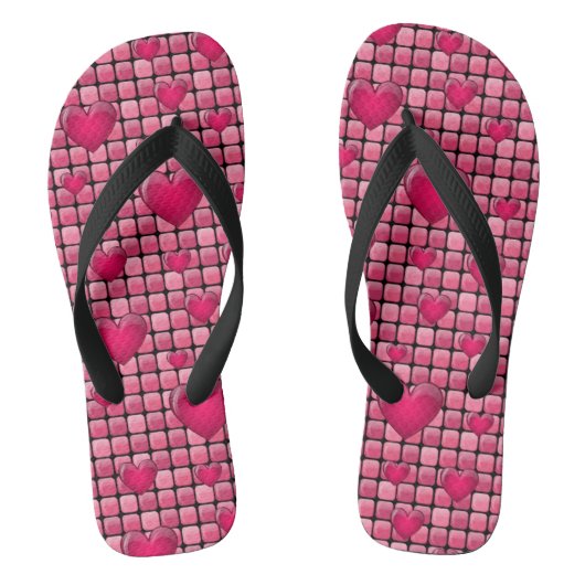 Roze stapel met hart teenslippers (Voetbed)