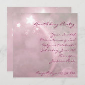 Roze Star Dust Birthday Uitnodiging (Voorkant / Achterkant)