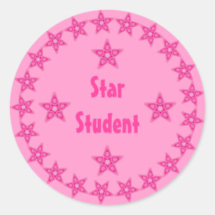 roze Star-student beloont Ronde Sticker