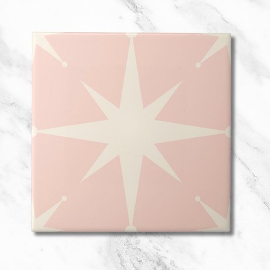roze Starburst Mid Century Modern  Tegeltje