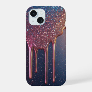 Roze Stardust Glitter Drip ✨ Fonkelende Sterren iPhone 15 Hoesje