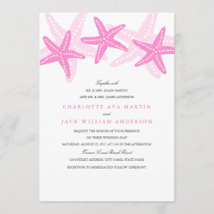 Roze Starfish Beach bruiloft uitnodiging