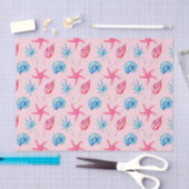 Roze Starfish & Blue Shell (ontwerp 83 roze reeks) Tissuepapier (Craft)