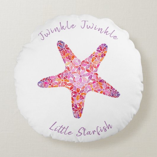 Roze Starfish Nursery Pillow Rond Kussen (Voorkant)
