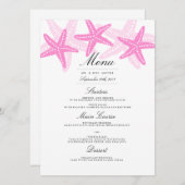 Roze Starfish Strand Wedding Dinner Menu (Voorkant / Achterkant)