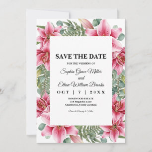 Roze Stargazer Lelie Bloemen Huwelijk Bewaar de Da Save The Date