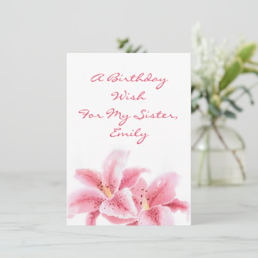 Roze Stargazer Lilies Kaart (Staand voorkant)