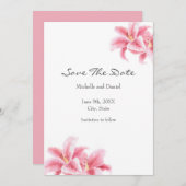 Roze Stargazer Lilies Save The Date (Voorkant / Achterkant)