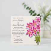 Roze Stargazer Lilies Wedding Uitnodiging (Staand voorkant)