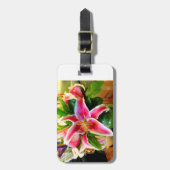 roze stargazer lily bagagelabel (Voorkant verticaal)