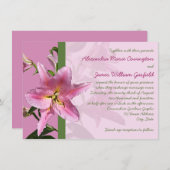 Roze Stargazer Lily Wedding uitnodiging 3 (Voorkant / Achterkant)
