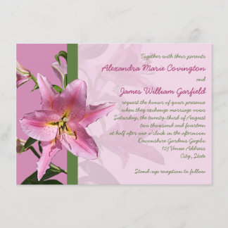 Roze Stargazer Lily Wedding uitnodiging 3