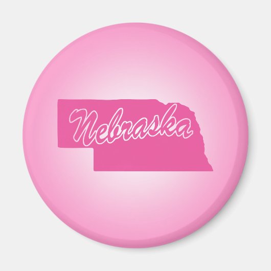 Roze State Nebraska Magnet Magneet (Voorkant)