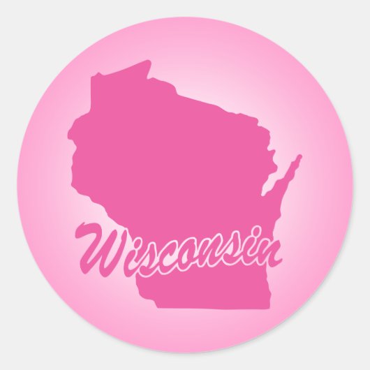 Roze State Wisconsin Classic Round Sticker (Voorkant)