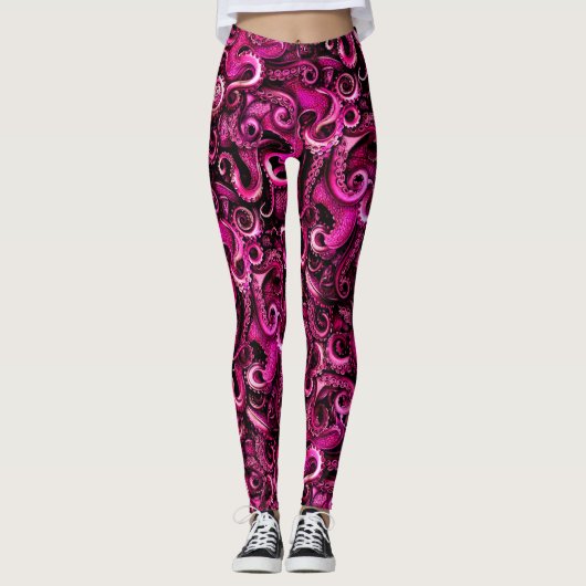 Roze Steampunk Octopus Tentacles Leggings (Voorkant)