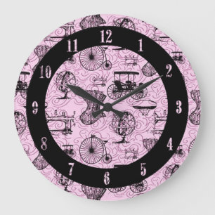 Roze Steampunk Pattern Wall klok
