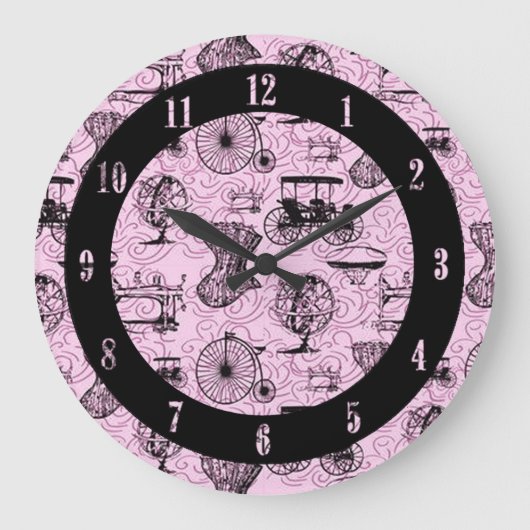 Roze Steampunk Pattern Wall klok (Voorkant)