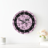Roze Steampunk Pattern Wall klok (Huis)